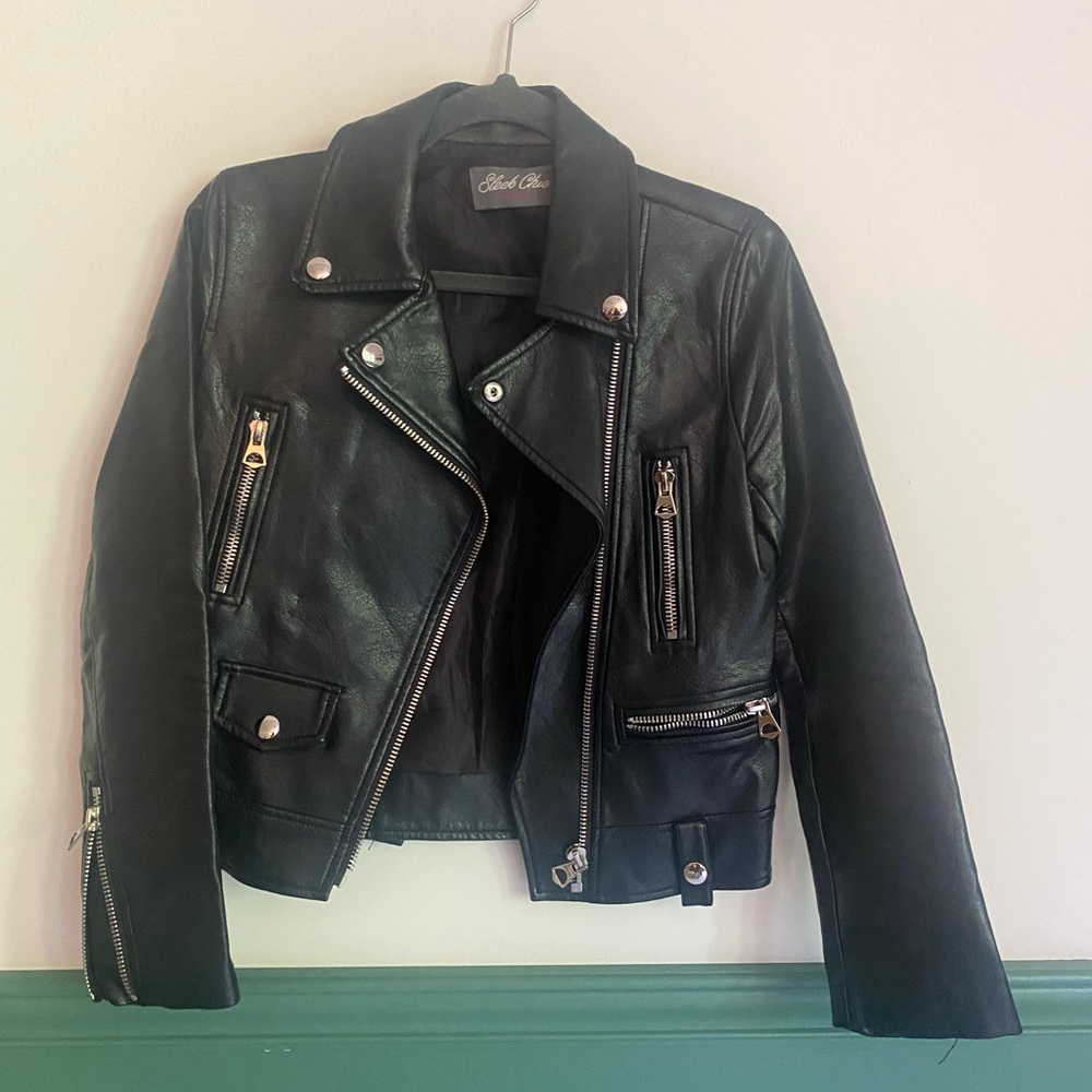 Vegan Leather Black Moto Jacket from Nasty Gal
